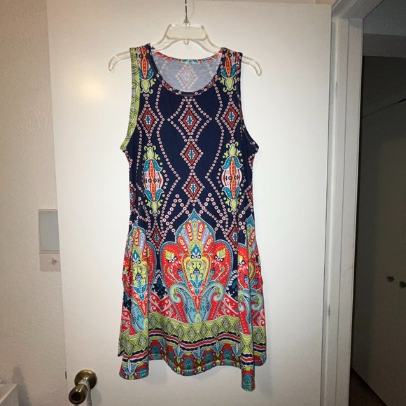 Colorful Patterned Summer Sleeveless Tank Dress ~ With Pockets! - Picture 2 of 6